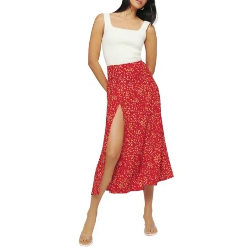 Reformation Zoe MIDI skirt in Baila